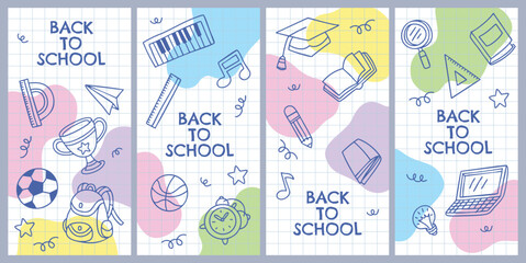 Set of back to school doodle element banner template vector background