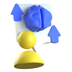 Growth mindset brain 3D Icon colorful style