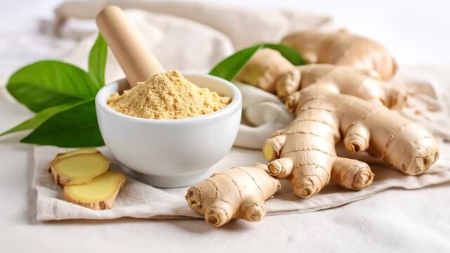 Ginger powder and fresh ginger root