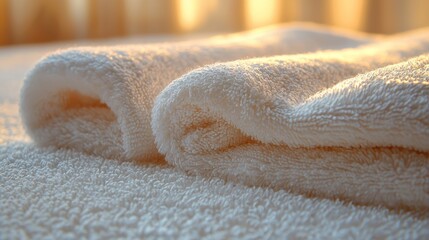 Folded white towels on white towel