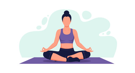 Woman meditating in lotus position, perfect for wellness websites, yoga studios, or mindfulness apps.