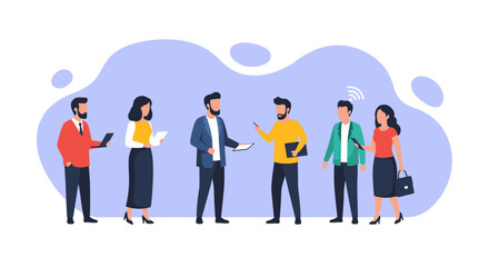 Diverse Business Team Collaboration: Vector Illustration for Websites and Presentations