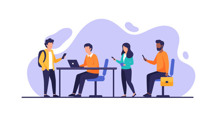 Diverse team collaborating: perfect for website banners, brochures, or presentations showcasing teamwork and modern technology.