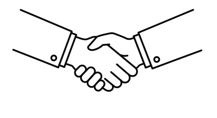 Fototapeta premium Business handshake line icon representing agreement and partnership. A minimalist vector illustration of a successful deal concept.