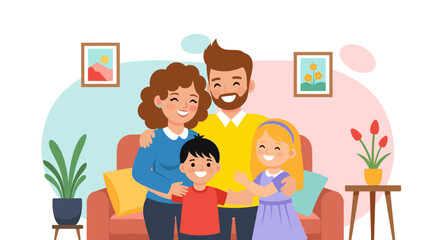 Happy family portrait illustration perfect for family blogs, websites, or brochures.