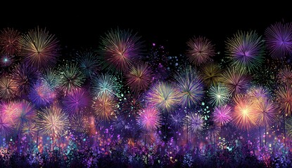 Fireworks display against a black background