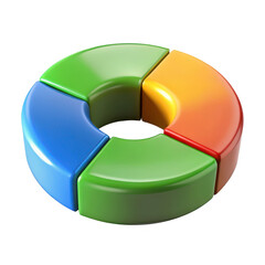 Colorful doughnut chart segments isolated on transparent background