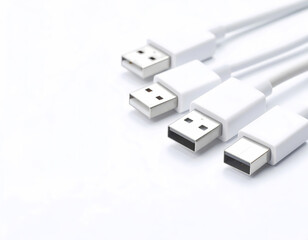 Fototapeta premium Stock photo of white usb cables for charging and data transfer devices