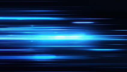 Abstract, vibrant blue light streaks on a dark background, suggesting speed and motion