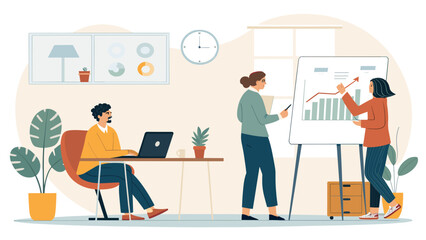 Diverse team brainstorming, analyzing charts and graphs. Ideal for business presentations, reports, and website landing pages.