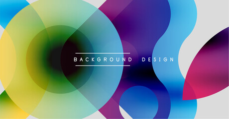 Fototapeta premium Abstract colorful circles overlap creating vibrant visual effect. Modern design elements suggest fluidity, energy, innovation.