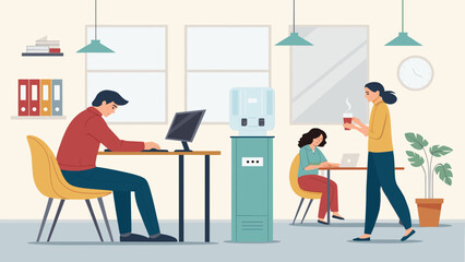 Modern office workers collaborating, perfect for website banners or business brochures.