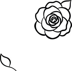  hand drawn line art rose corner