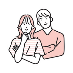 シンプル　イラスト　若い男女のカップルのイメージイラスト 人物