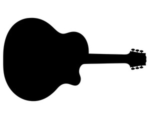 Black silhouette of an acoustic guitar with a visible tuning head