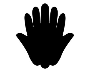 Obraz premium Black silhouette of an open human hand with fingers extended upward