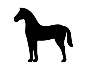 Elegant black horse silhouette against white background showcasing artistic design