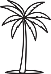 Obraz premium Palm Tree Silhouette in Black | Tropical Beach Nature Illustration Vector
