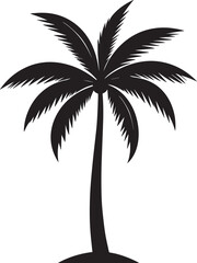 Palm Tree Silhouette in Black | Tropical Beach Nature Illustration Vector