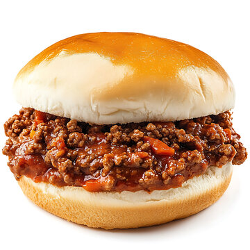 Sloppy Joe Sandwich with Ground Beef and Tomato Sauce on a Bun