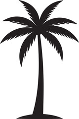 Palm Tree Silhouette in Black | Tropical Beach Nature Illustration Vector