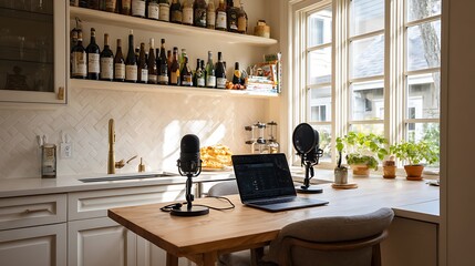Kitchen Podcast Setup in Natural Light