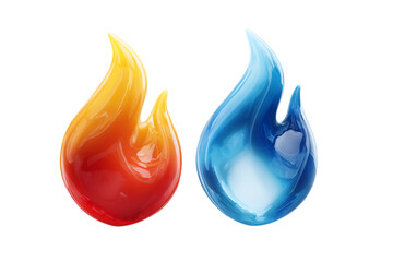Obraz premium 3d icon of red and blue flames side by side, isolated on transparent background