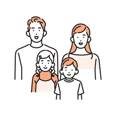 シンプル　イラスト　家族のイメージイラスト 人物セット