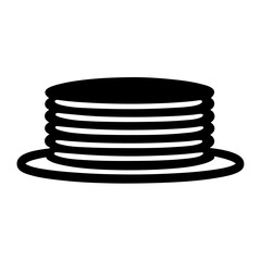 Black and white illustration of stack of pancakes on a plate