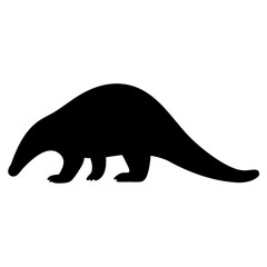 Silhouette of a pangolin, also known as scaly anteater, searching for ants