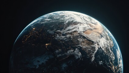 Earth from space, detailed view of continents and clouds