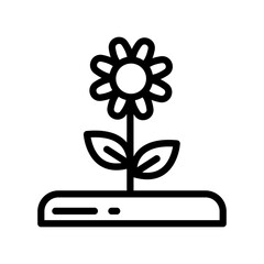 Flower icon thin single monoline