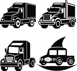 set of trucks vector