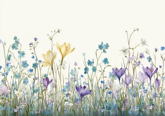 Delicate floral border in pastel colors