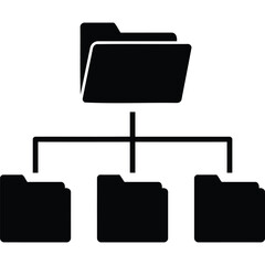 Hierarchical File Structure, Data Organization Icon, Folder Network, Digital Archive System