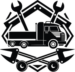 Truck with tools Art & Illustration