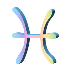 3d pisces zodiac sign Astrology clipart Element for design