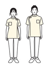 シンプル　イラスト　医療従事者の全身 人物セット