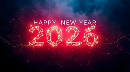 Glowing Wireframe 2026 Happy New Year Design