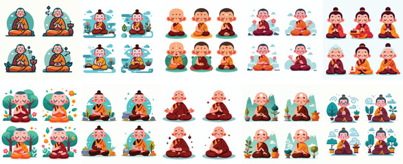 Tibetan monk meditating peacefully