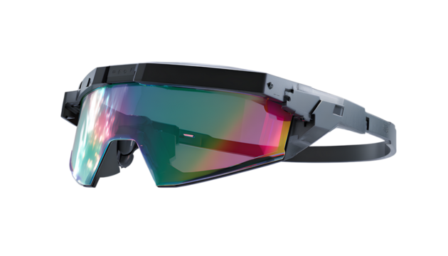 Floating Angular Visor Sunglasses with Reflective Chrome Lens, Dynamic Side Angle, Transparent PNG