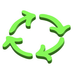 3d recycle arrow icon Recycling resources symbol Reuse of materials, zero waste, green environment, saving the planet