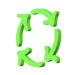 3d recycle arrow icon Recycling resources symbol Reuse of materials, zero waste, green environment, saving the planet