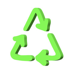 3d recycle arrow icon Recycling resources symbol Reuse of materials, zero waste, green environment, saving the planet