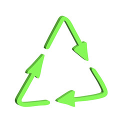 3d recycle arrow icon Recycling resources symbol Reuse of materials, zero waste, green environment, saving the planet
