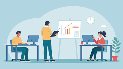 Teamwork and business presentation: Diverse colleagues collaborating on a project, ideal for website landing pages or business brochures.