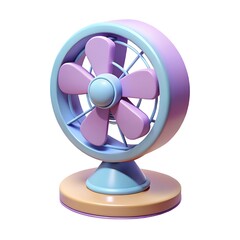 Cute pastel colored desk fan with wooden base for a refreshing breeze