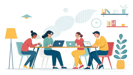 Diverse team collaborating on project, perfect for website landing page or brochure.