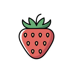 Obraz premium Red strawberry with green leaves isolated on white background