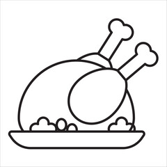Roast chiken icon outline vector